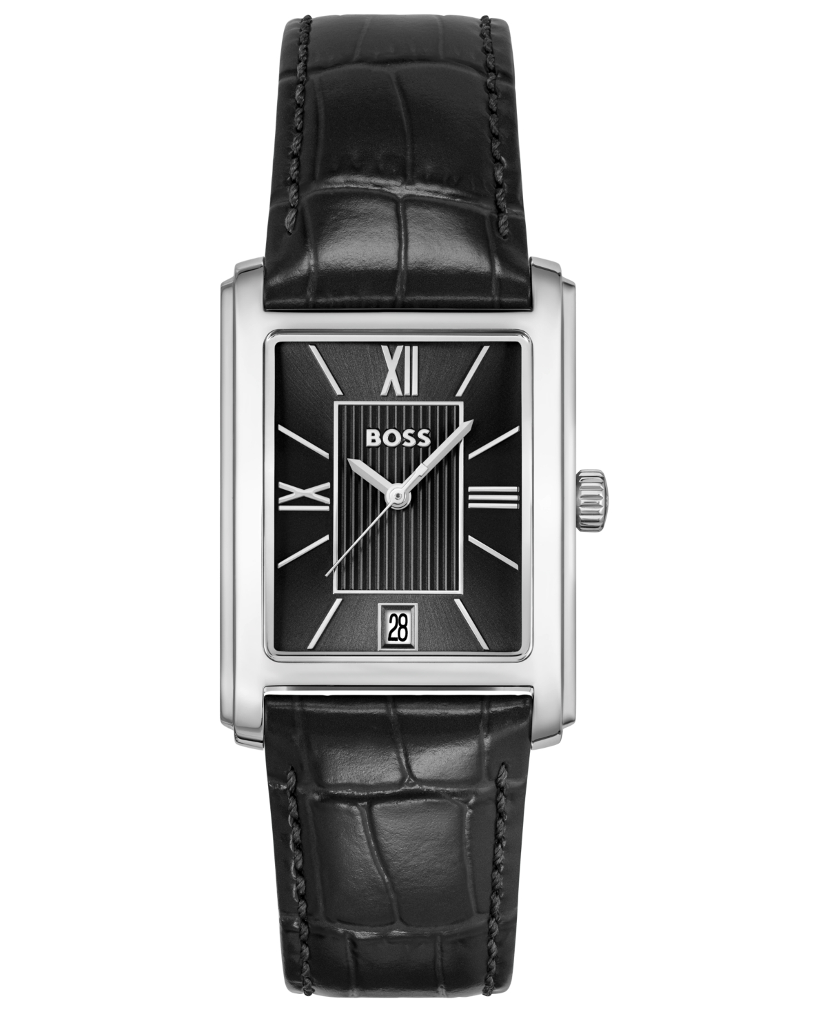 Hugo Boss Boss Principle Dress Leather Strap Watch, 28mm X 7.8mm In Black