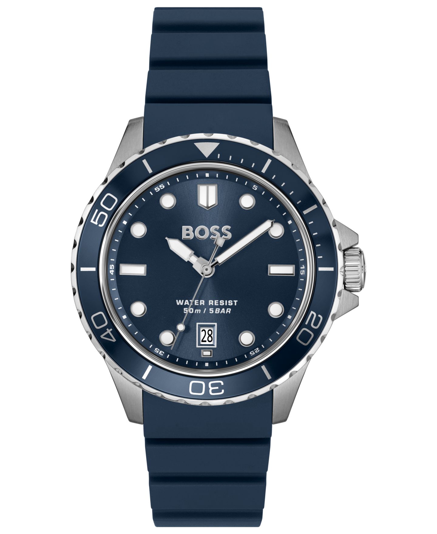 Мужские часы Hugo Boss Troper Sport Quartz Basic Calendar Blue Silicone Watch, 42mm — фото 1