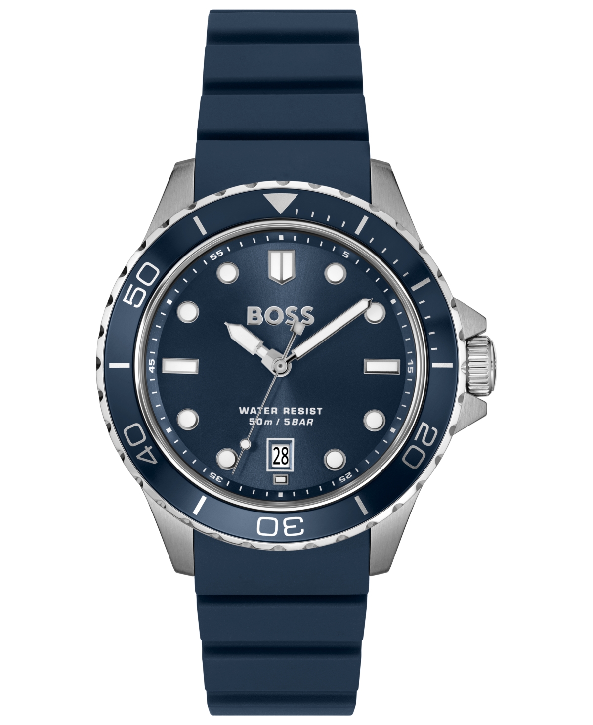 Hugo Boss Men's Troper Sport Quartz Basic Calendar Blue Silicone Watch, 42mm In Blue