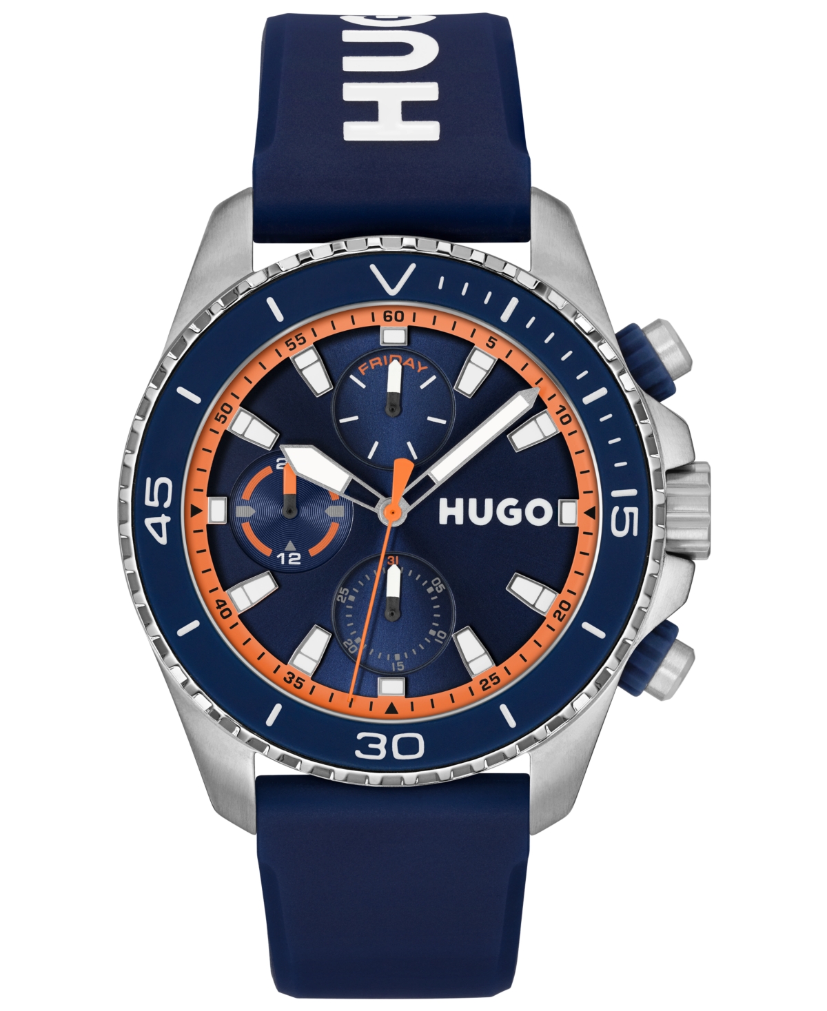 Hugo Boss Men's Dive Quartz Multifunction Blue Silicone Watch, 44mm In Blue