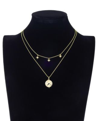 Cubic Zirconia Celestial Pendant Layered Necklace Set