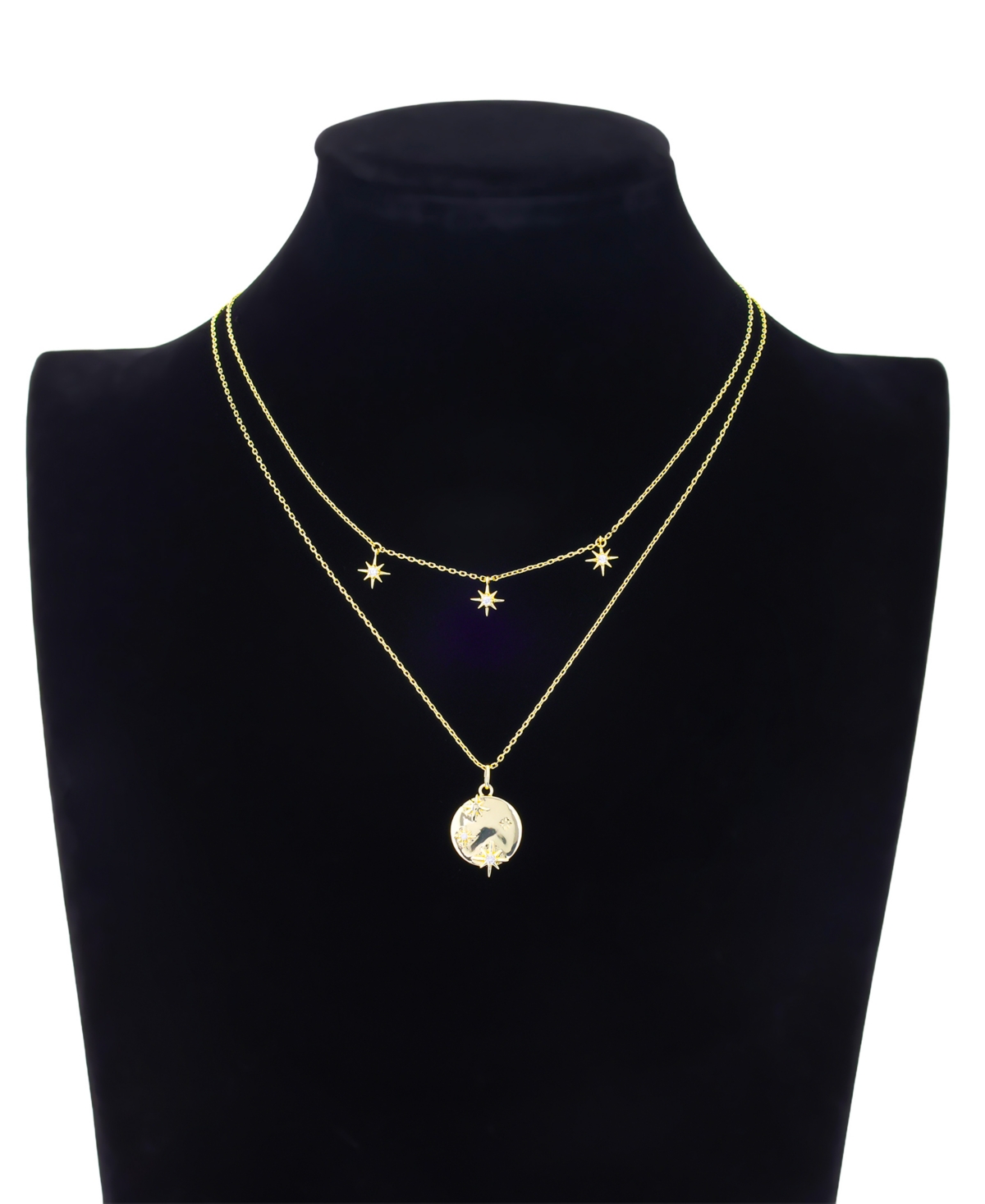 Unwritten Cubic Zirconia Celestial Pendant Layered Necklace Set In Gold