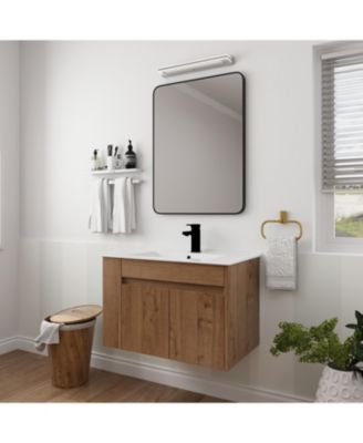 30 Inch Bathroom Vanity with White Ceramic Basin