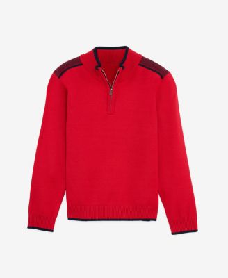 Boy's Shoulder Detail Quarter-Zip Sweater
