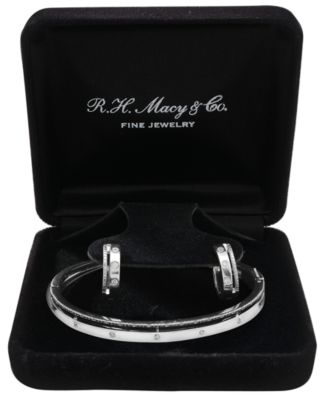 2-Pc. Set Diamond Bangle Bracelet and Hoop Earrings (1/4 ct. t.w.) in Sterling Silver