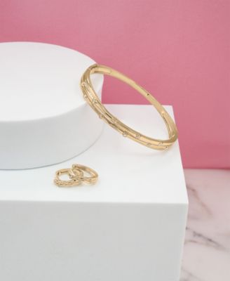 2-Pc. Set Diamond Bangle Bracelet and Hoop Earrings (1/4 ct. t.w.) in 14k Gold-Plated Sterling Silver