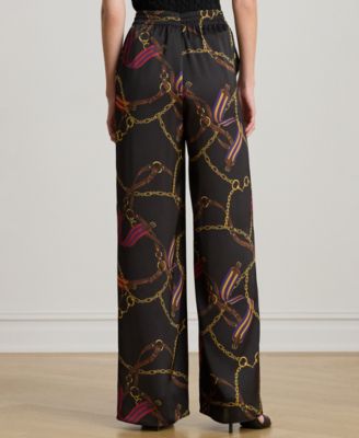 Petite Belting Print Wide Leg Pants