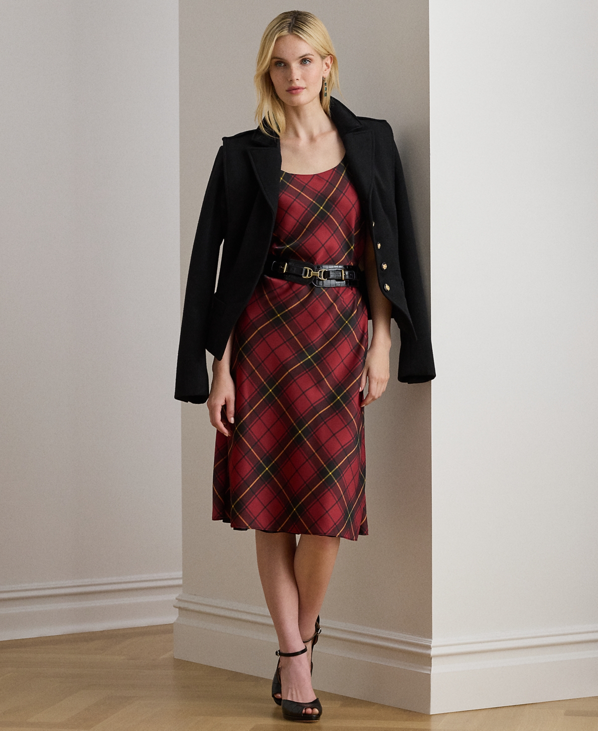 Lauren Ralph Petite Plaid Sleeveless Cocktail Dress