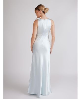 Cowl Front Satin Bridesmaid Dress