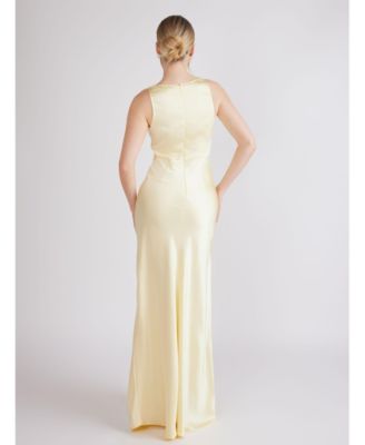 Cowl Front Satin Bridesmaid Dress