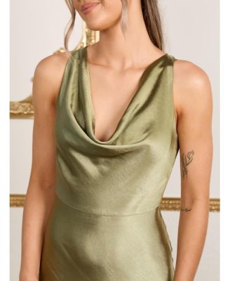 Cowl Front Satin Bridesmaid Dress