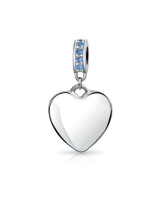 Sterling Silver Red Crystal Accent Bale Heart Shape Dangle Charm Bead for Bracelet