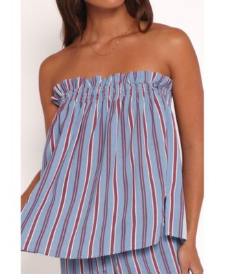 Women's Zemira Strapless Top - Blue Stripe