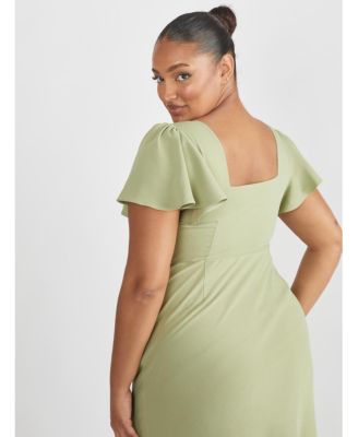 Women's Square Neck Crepe Bridesmaid Dress