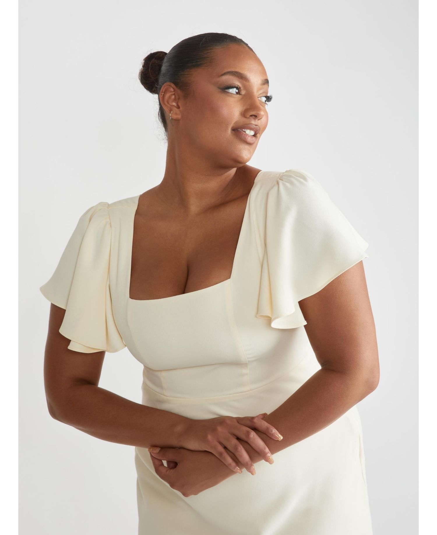 Women's Square Neck Crepe Bridesmaid Dress