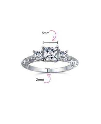 3CT CZ Three Stone Past Present Future Cubic Zirconia Promise Ring Sterling Silver