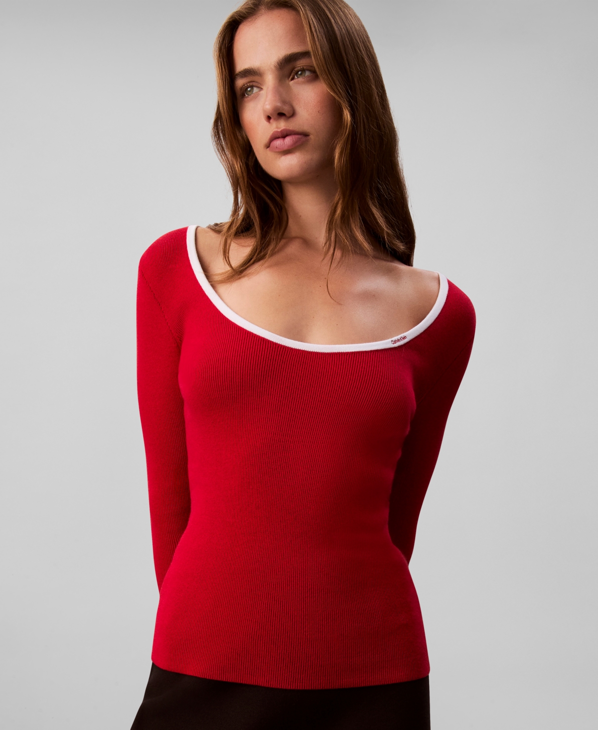 Calvin Klein Jeans Est.1978 Calvin Klein Women's Cotton Blend Classic Scoopneck Sweater