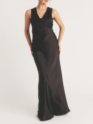 Plunge Drape Satin Bridesmaid Dress