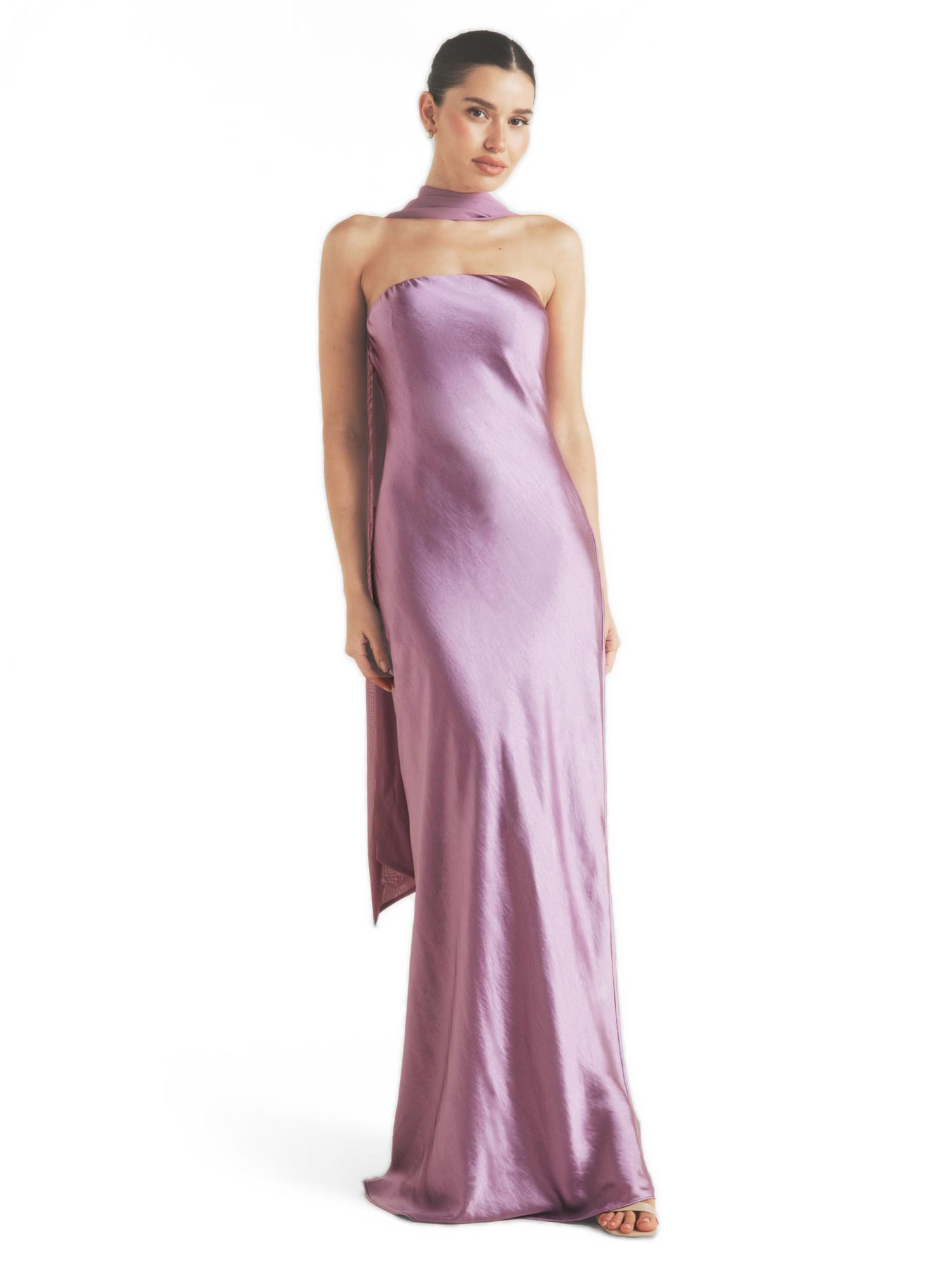 Women's Bandeau Satin Bridesmaid Dress