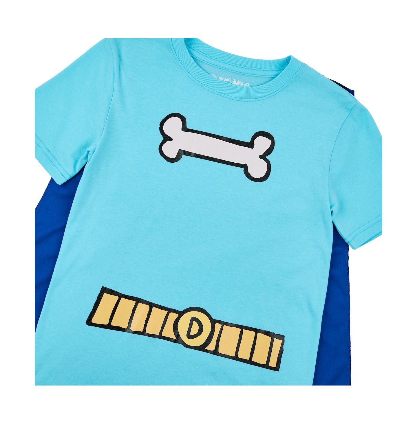 Футболка Dog Man Bone and Belt Print 4-18 Crew Neck Short Sleev Cape для мальчиков, цвет: Синий — фото 2