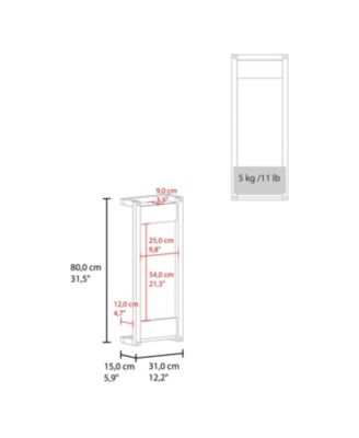 Washan Towel Rack, wall-mounted design, open vertical frame, integrated lower shelf for folded towels, sturdy and lightweight structure, Natural Oak