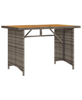 Garden Table Grey PE rattan, powder-coated steel, solid acacia wood