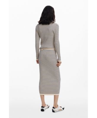 Women's Striped knit midi skirt
