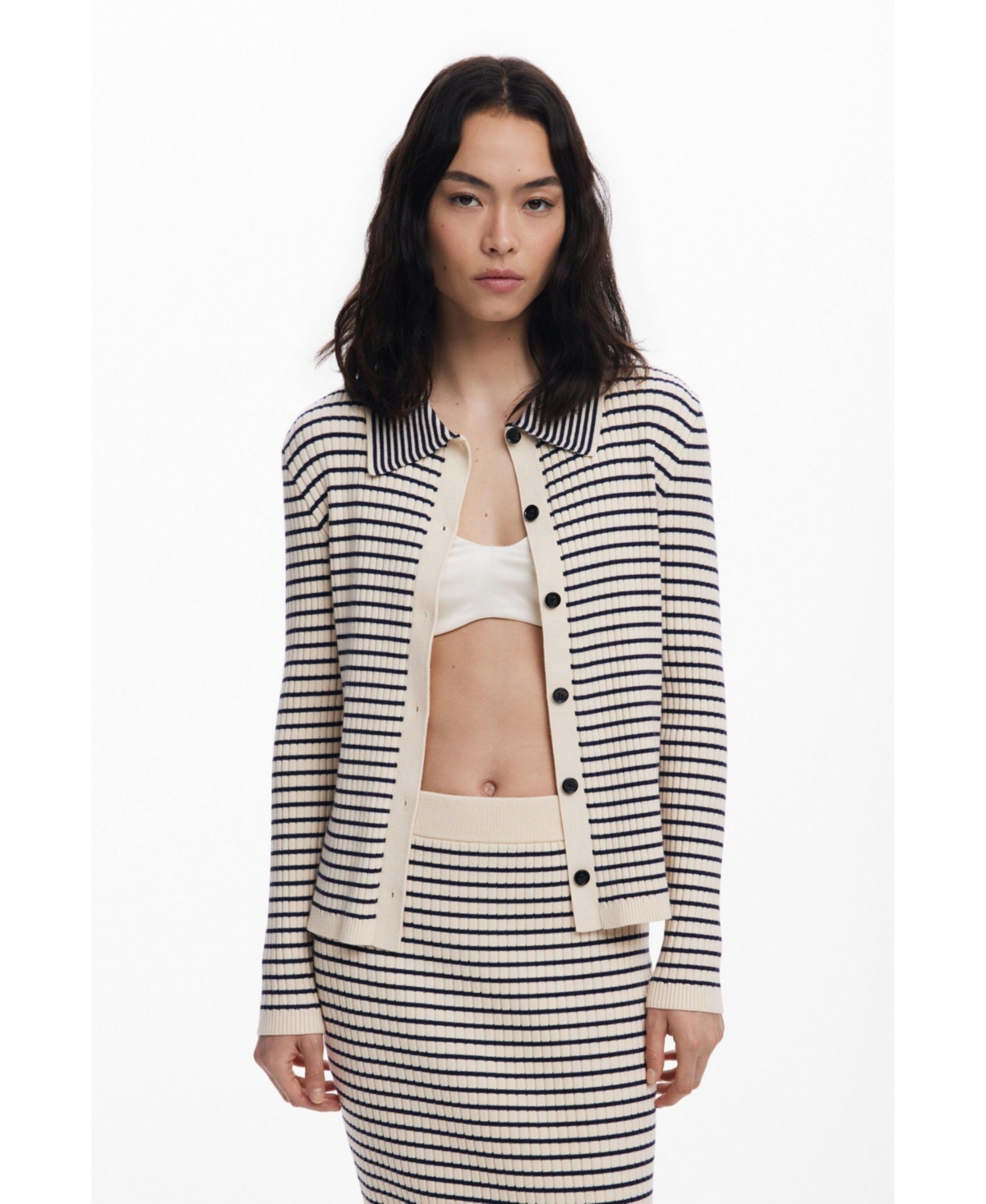 Desigual Thin Gauge Cardigan In Neutral