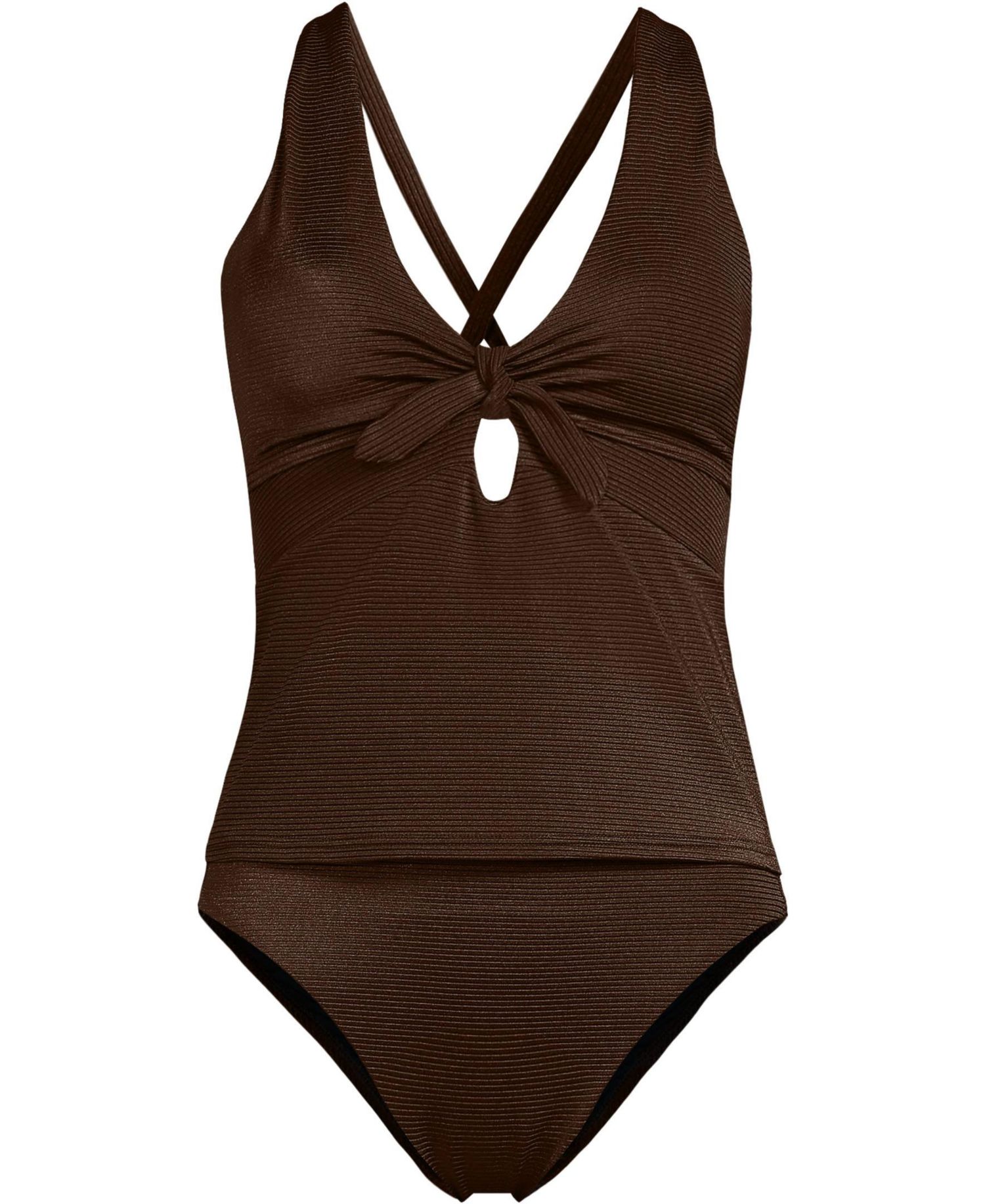 Plus Size Shine Ribbed Tankini Top and High Waisted Bottom Swimsuit Set