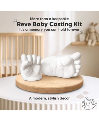 Reve Baby Casting Kit Hands and Feet Mold, 3D Baby Hand Casting Kit 0-9 Months with Wood Base, BPA-Free Baby Keepsake