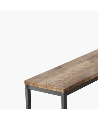 Modern Long Dining Table Set with 3 Stools and Metal Frame, Easy Assembly