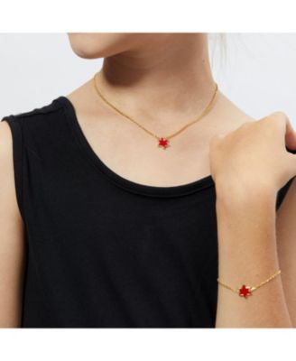 Petit Star of David Necklace in Red
