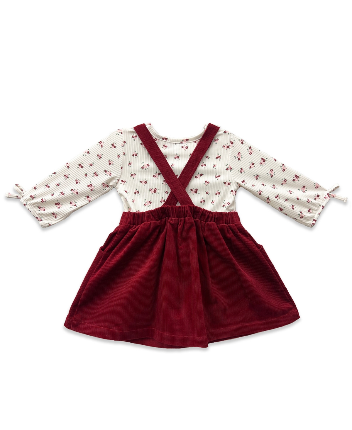 Blueberi Boulevard Baby Girls 3-piece Floral Top, Headband And Cord Jumper Set In Multi