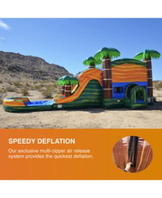 Cali Palms Commercial Grade Bounce House Water Slide with Dual Lane and Detachable Pool for Kids and Adults (with Blower), Tunnel Entrance, Basketball Hoop, Wet Dry Use, Obstacle Pop Ups