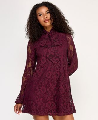 Juniors' Embroidered Lace Dress