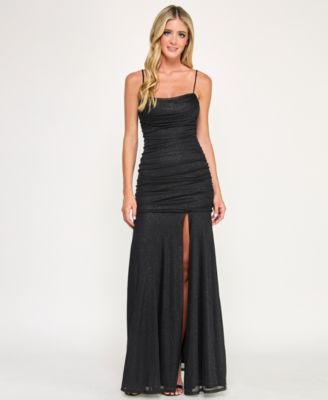 Juniors' Glittered Ruched Gown, Created for Macy's