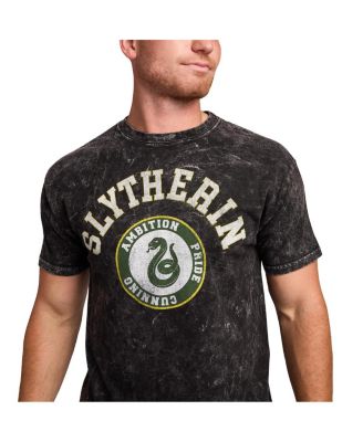Men's Slytherin Varsity Black Vintage Mineral Wash Crew Neck Short Sleeve T-shirt-XXL