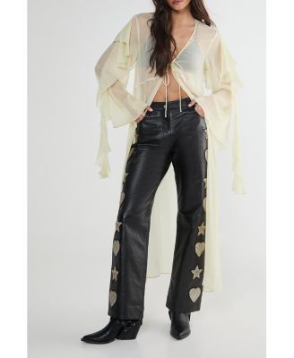 Women's Leather Patched Pants