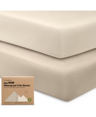 Waterproof Crib Sheets for Boys, Girls, 2pk Baby Fitted Crib Sheet, Waterproof Crib Mattress Protector Sheets