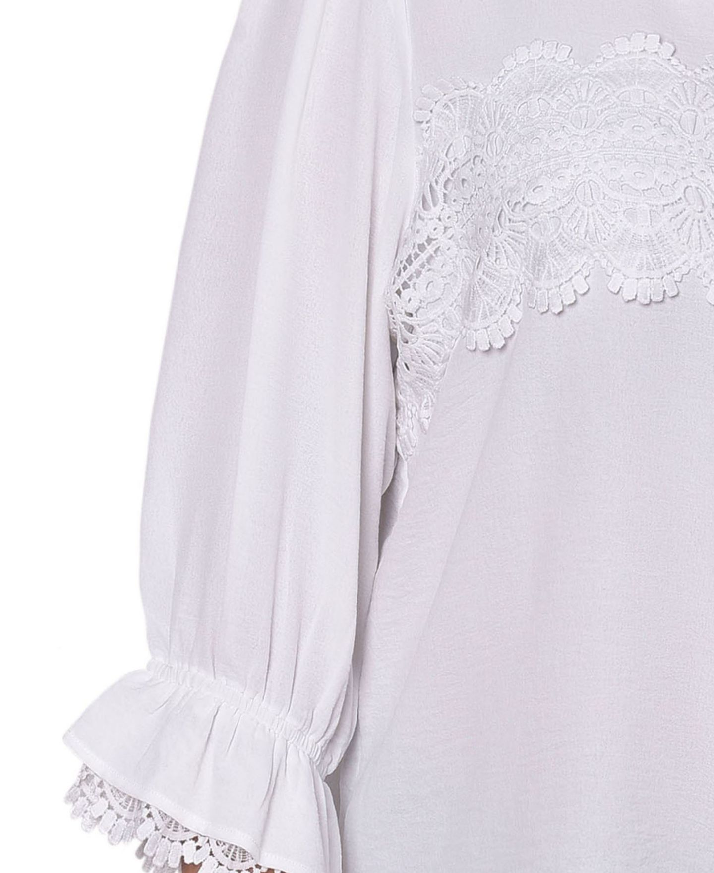 Женская блузка NY Collection Plus Size 3/4 Sleeve Blouse With Lace Details Top, цвет: Белый — фото 3