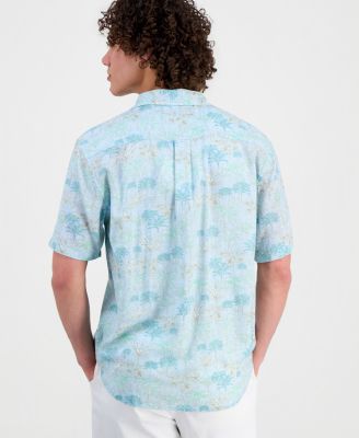 Men's Sand Desert Pacific Time Linen-Blend Shirt