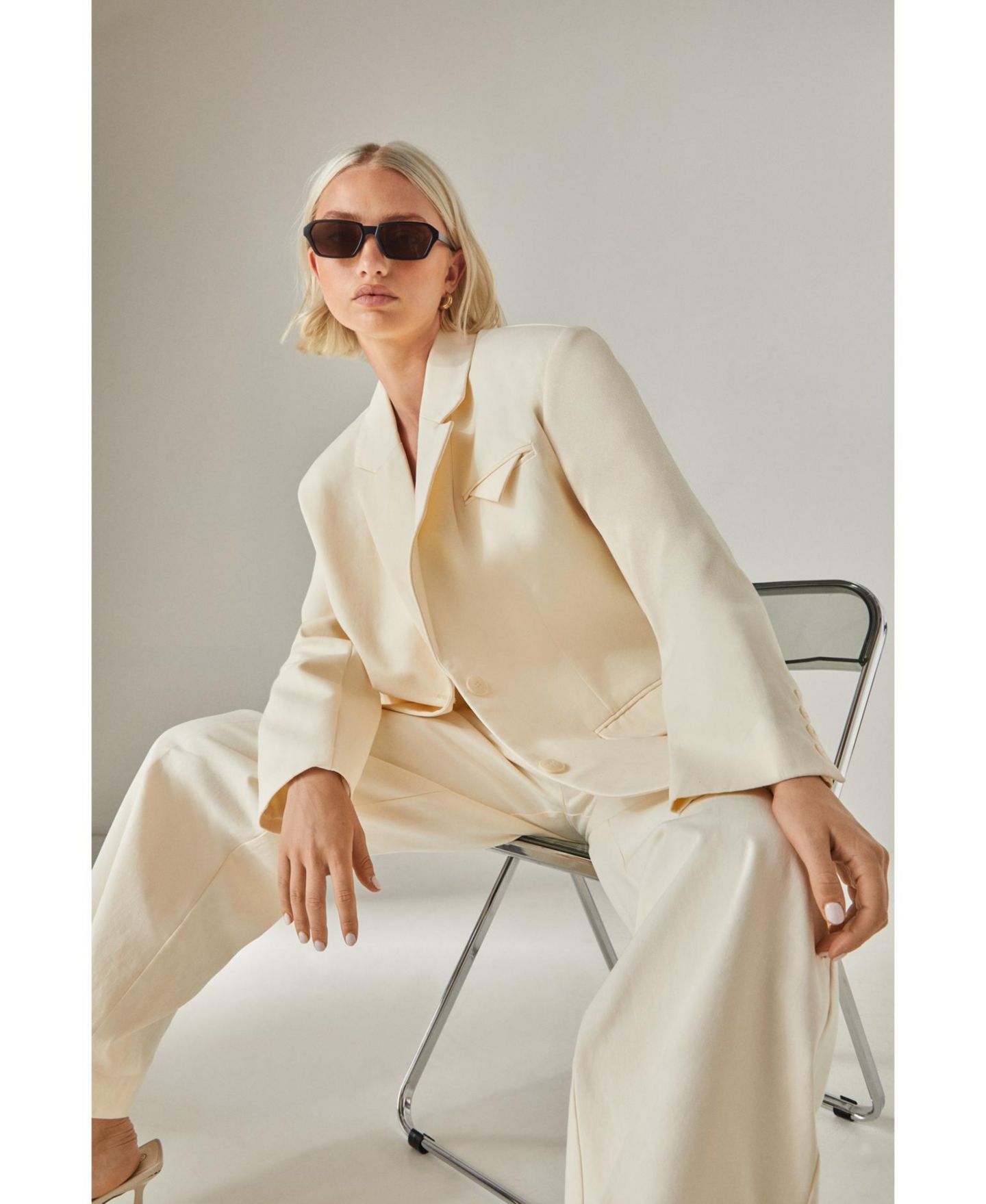 Женский пиджак Nasty Gal Twill Oversized Tailored Blazer, цвет: Кремовый — фото 2
