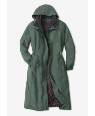 Plus Size Long Hooded Taslon Jacket