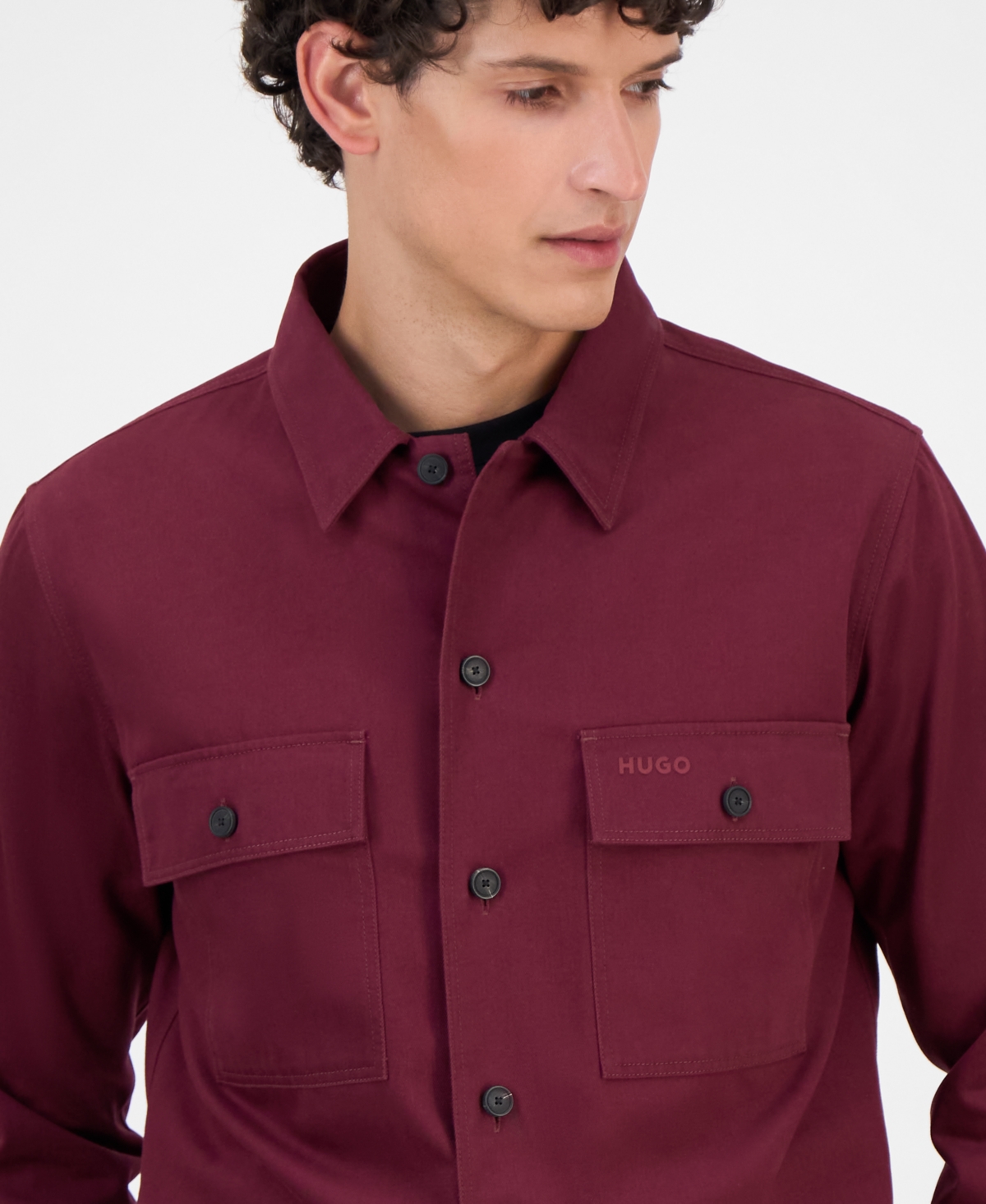 Hugo Boss Hugo By  Men's Cotton Twill Oversized Shirt In Burgundy