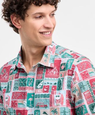 Men's Coast Gift Wrap-Print Short-Sleeve Shirt