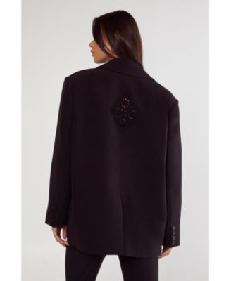 Women's Tailored Crochet Insert Oversized Blazer