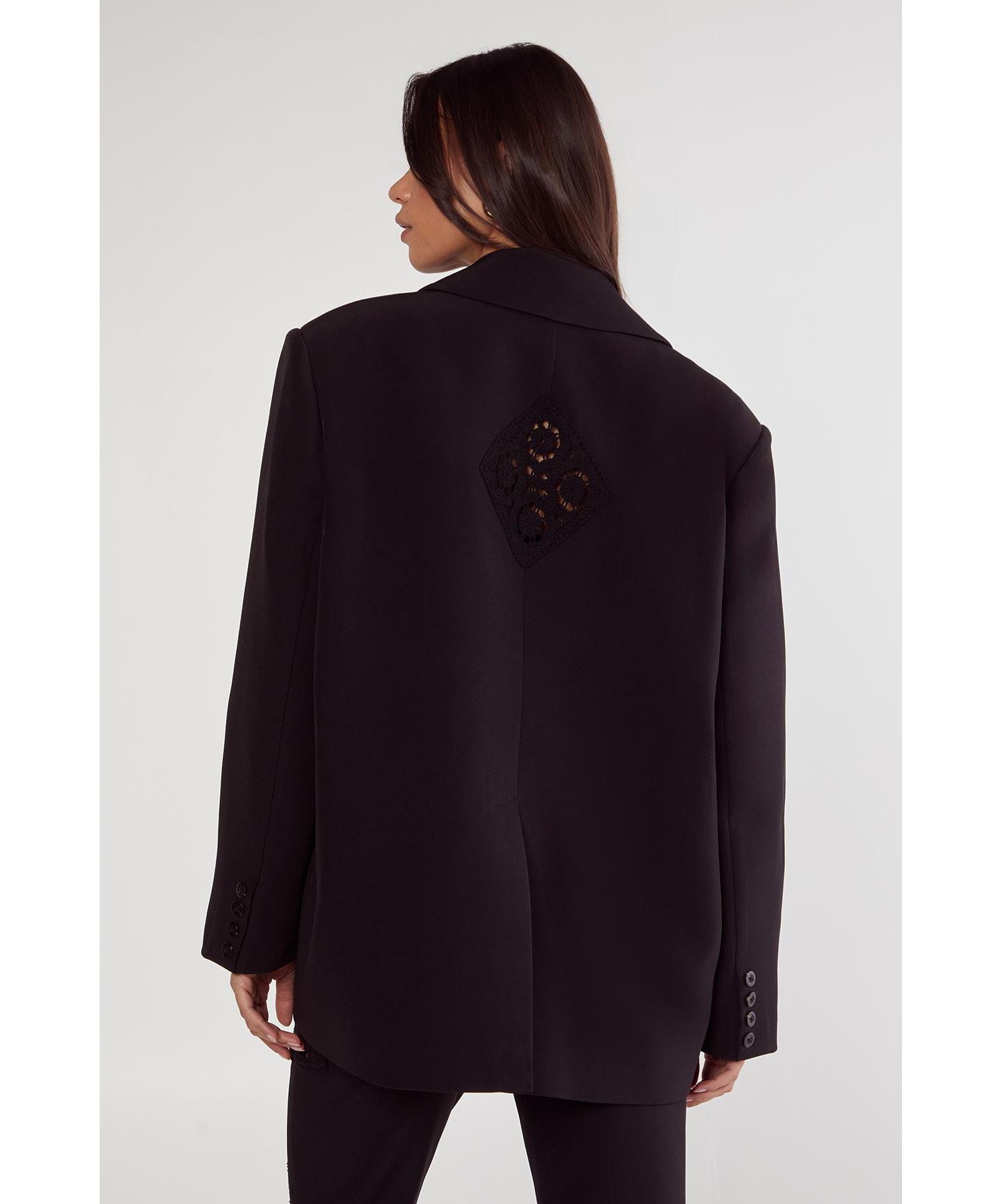 Women's Tailored Crochet Insert Oversized Blazer