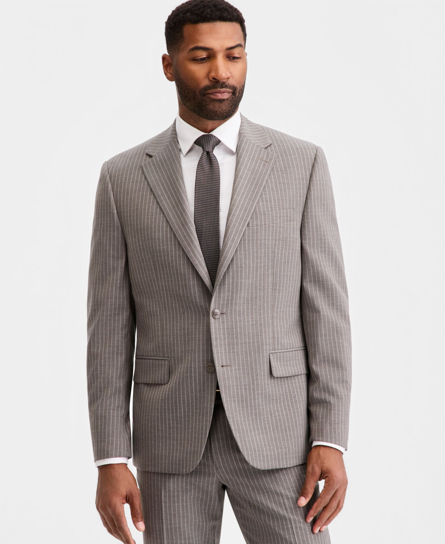 Мужские комплекты Michael Kors Classic-Fit Grey Pinstripe Suit Separates, цвет: Серый — фото 3