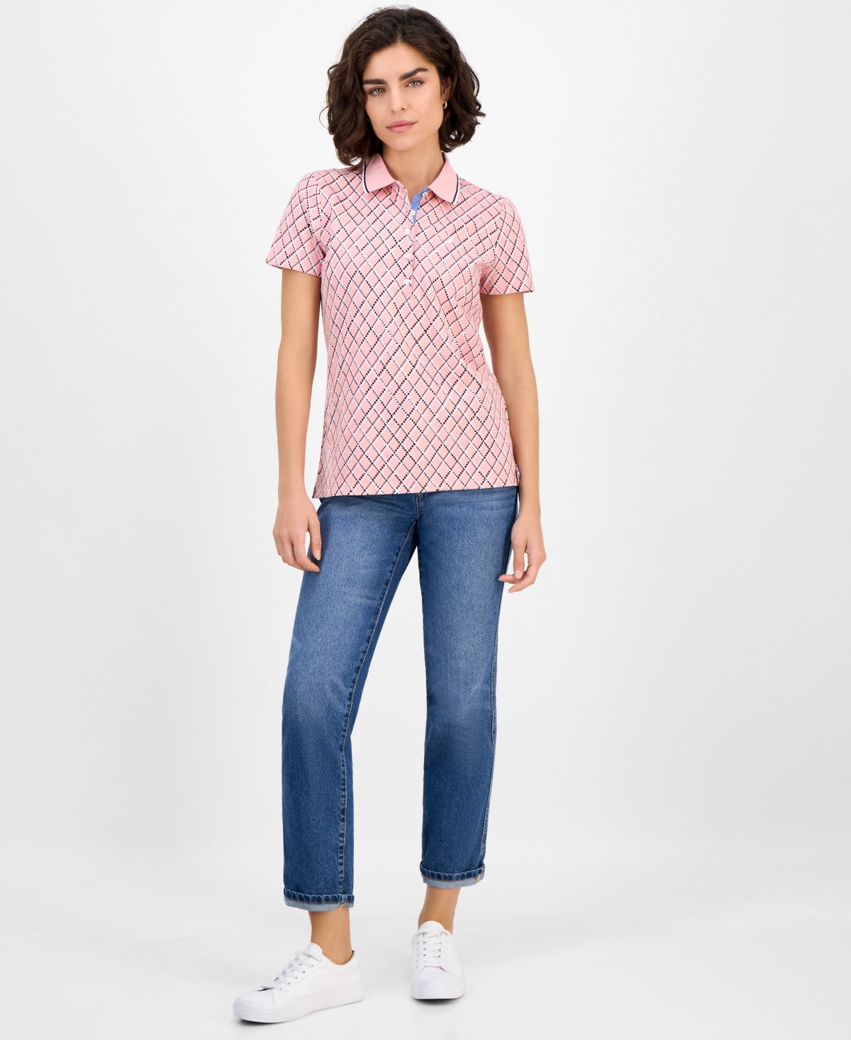 Nautica Jeans Women's Argyle Dot Polo Shirt