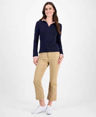 Nautical Jeans Women's Double-Collar Long-Sleeve Top 